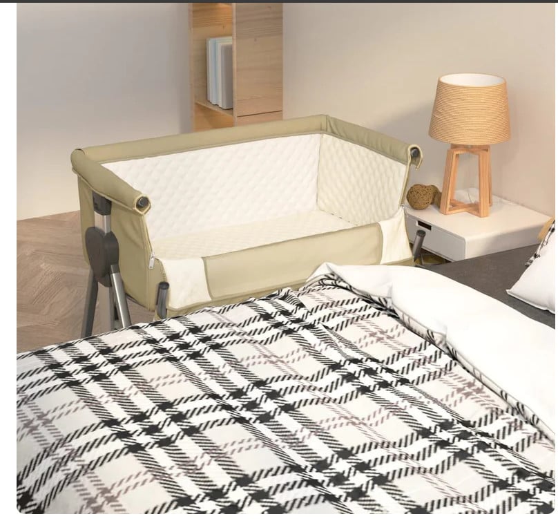 Casa xl  Co-sleeper met matras linnen wijnrood