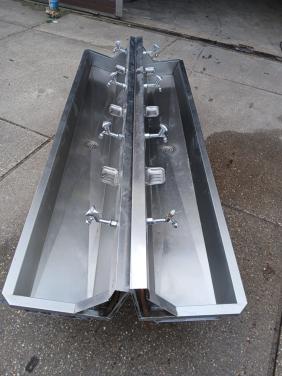 RVS wastrog/wasgoot/wasbak, 2400mm met 4 kranen
