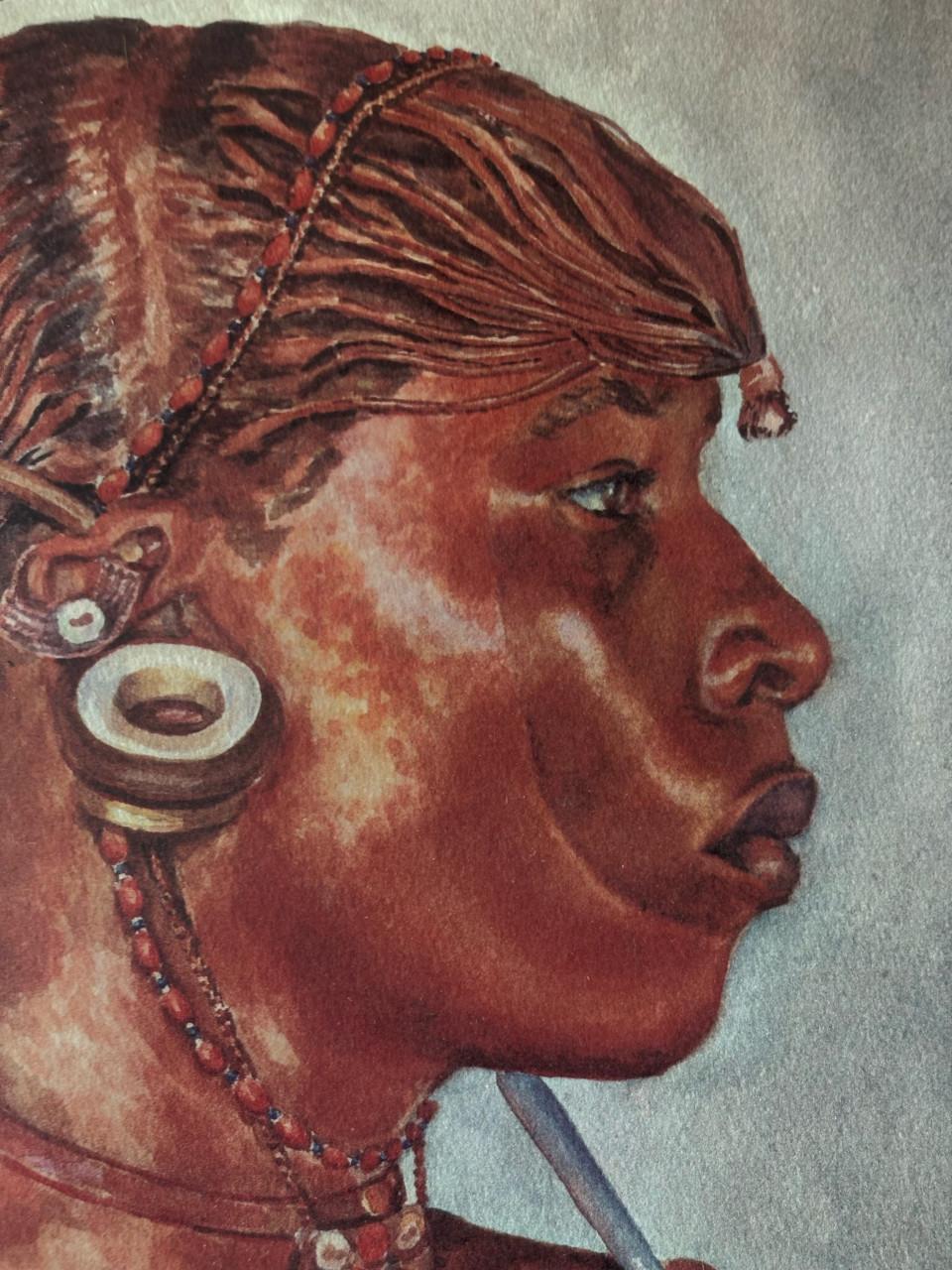 Afrikaans prent van Samburu krijger gemaakt door Joy Adamson