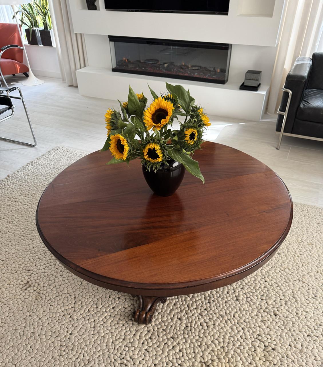 Antieke ronde mahoniehouten salontafel