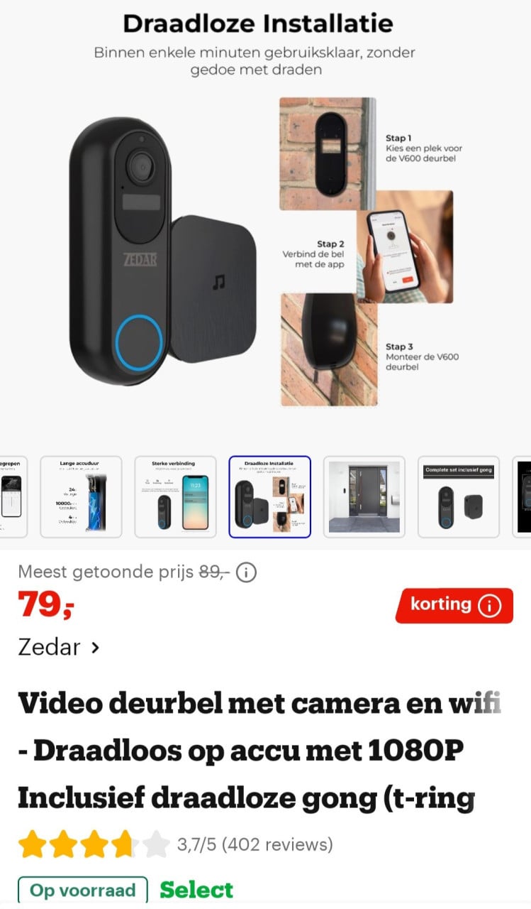 Video deurbel met gong draadloos