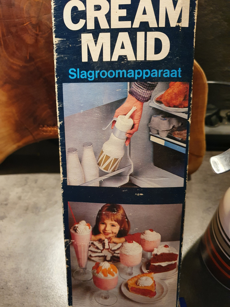 Originele jaren 70 Retro slagroomspuit, zgan in originele doos...