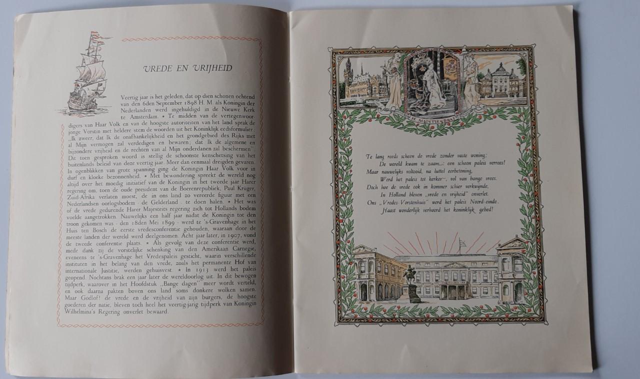 Koningin Wilhelmina schrift 1938 ivm 40 jubileum