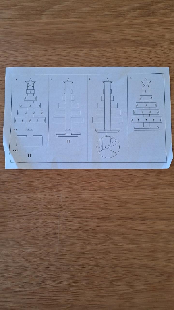 Houten kerstboom met haakjes nieuw in doos