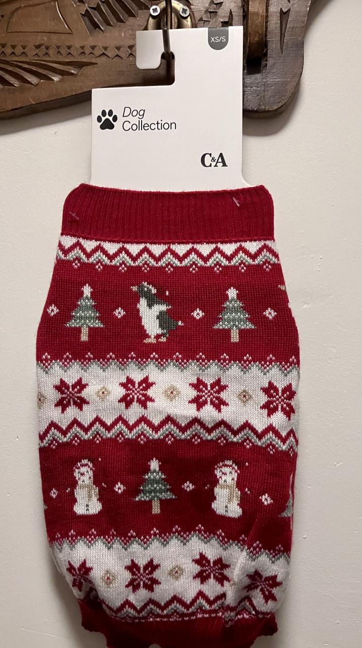 Kersttrui voor hondje van C&A, mt XS