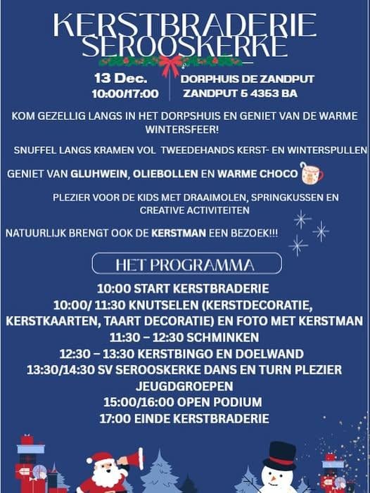 Kerstbraderie zaterdag 13 december supergaaf programma en veel kramen