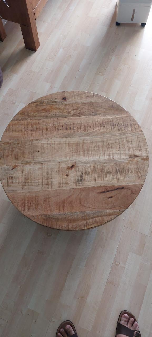 Mooie salontafel,rond van mangohout
