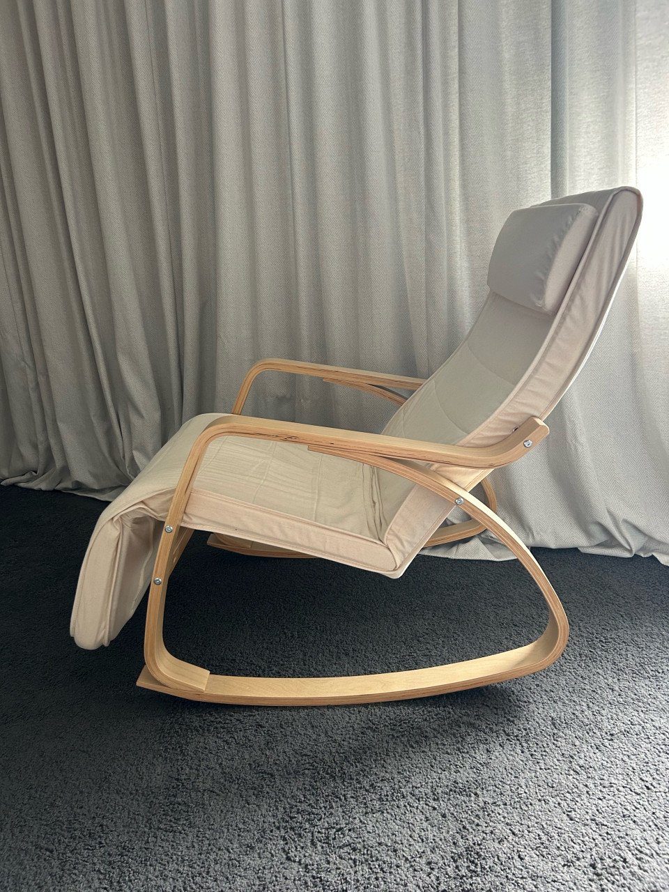 Schommelstoel hout beige