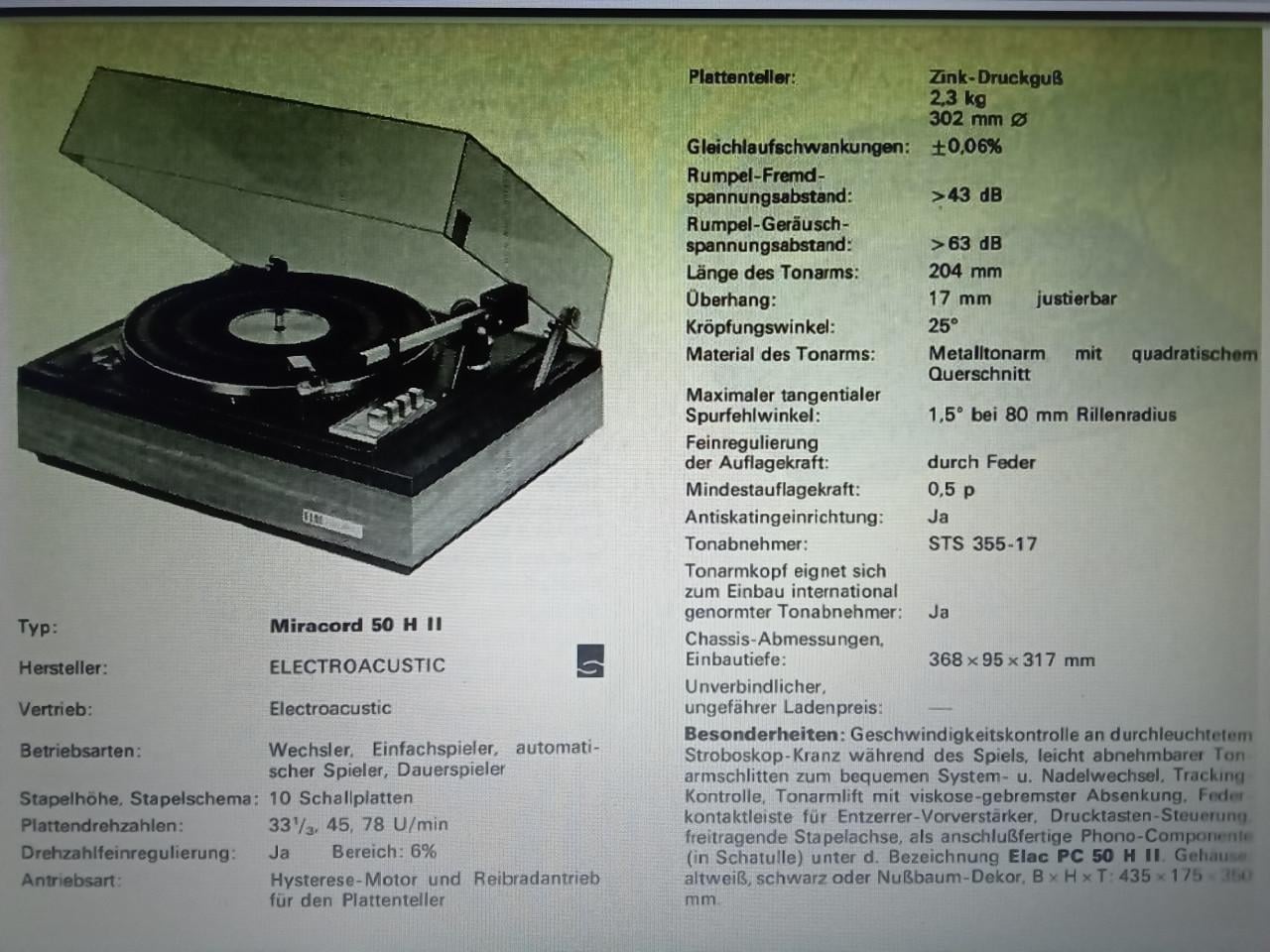 Elac Miracord 50H ii Platenspeler