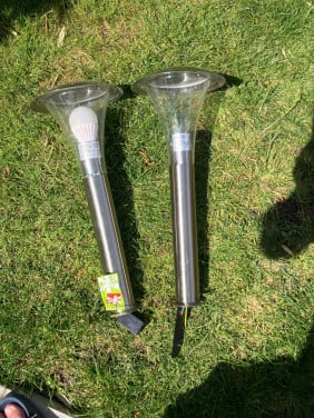 Twee rvs schokkel lampen