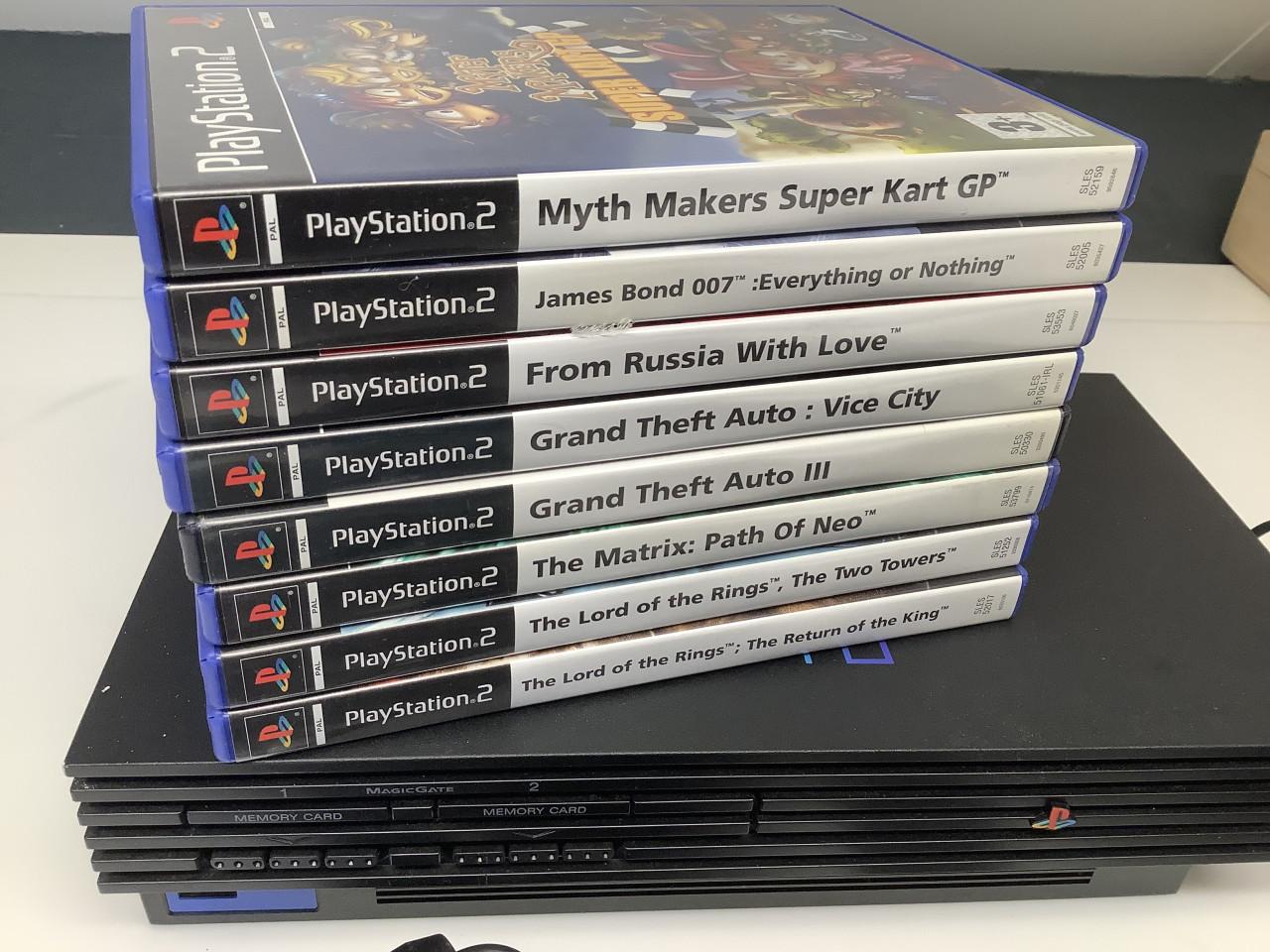 PlayStation 2 phat zwart met controller memory card en spellen