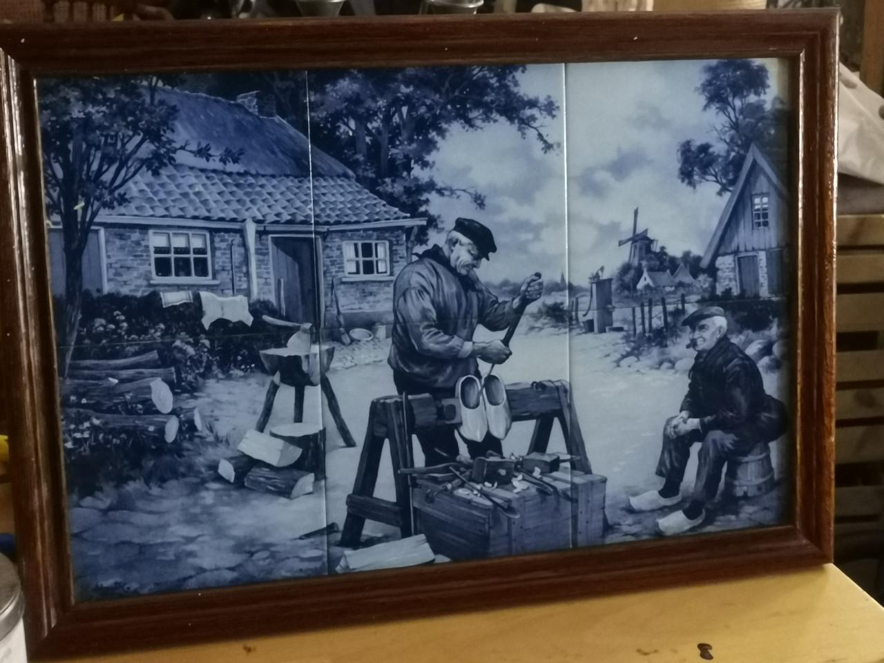 Mooi delfsblauw tegeltableau