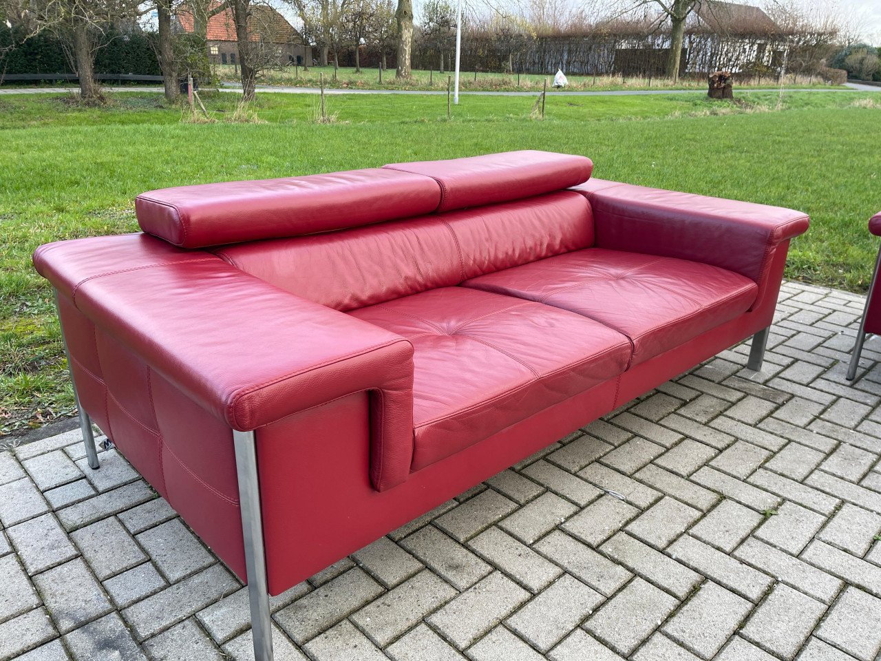 GRATIS LEVERING HEEL NL 2x Montel 3-zits Echt Leer Bankstel