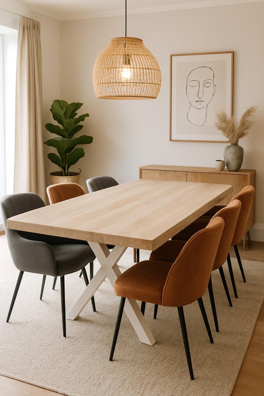 EIKEN BOOMSTAMTAFEL 210X100 MET ONDERSTEL NAAR KEUZE