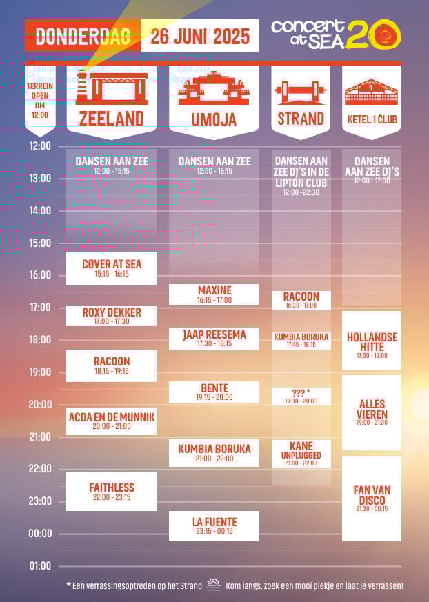 Concert at Sea, ticket donderdag 26-06