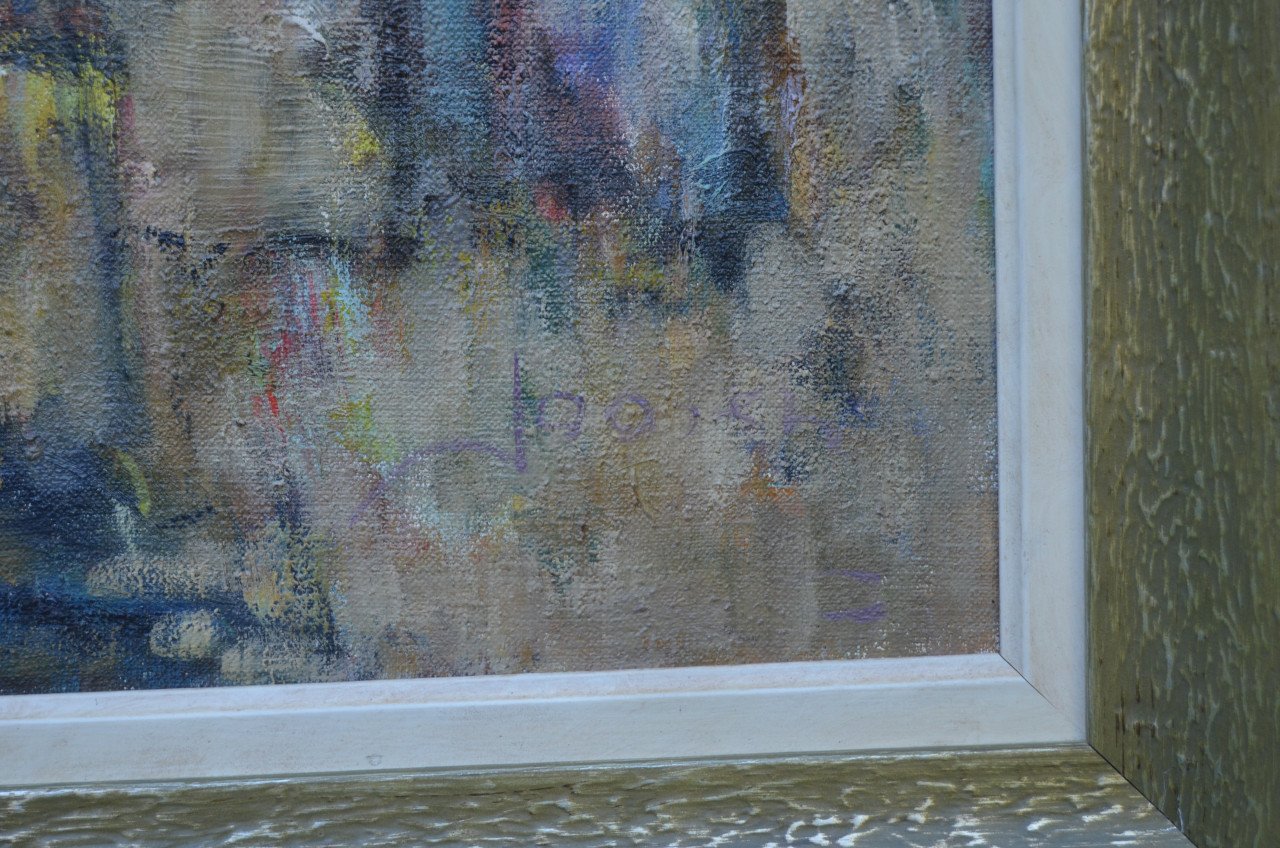 Fraai schilderij Frans J. Joosen ( Tilburg 1932 - 2021)'Drie figuren'