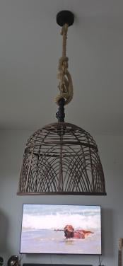 Rotan hanglamp met touw – Ø 42 cm – warm naturel