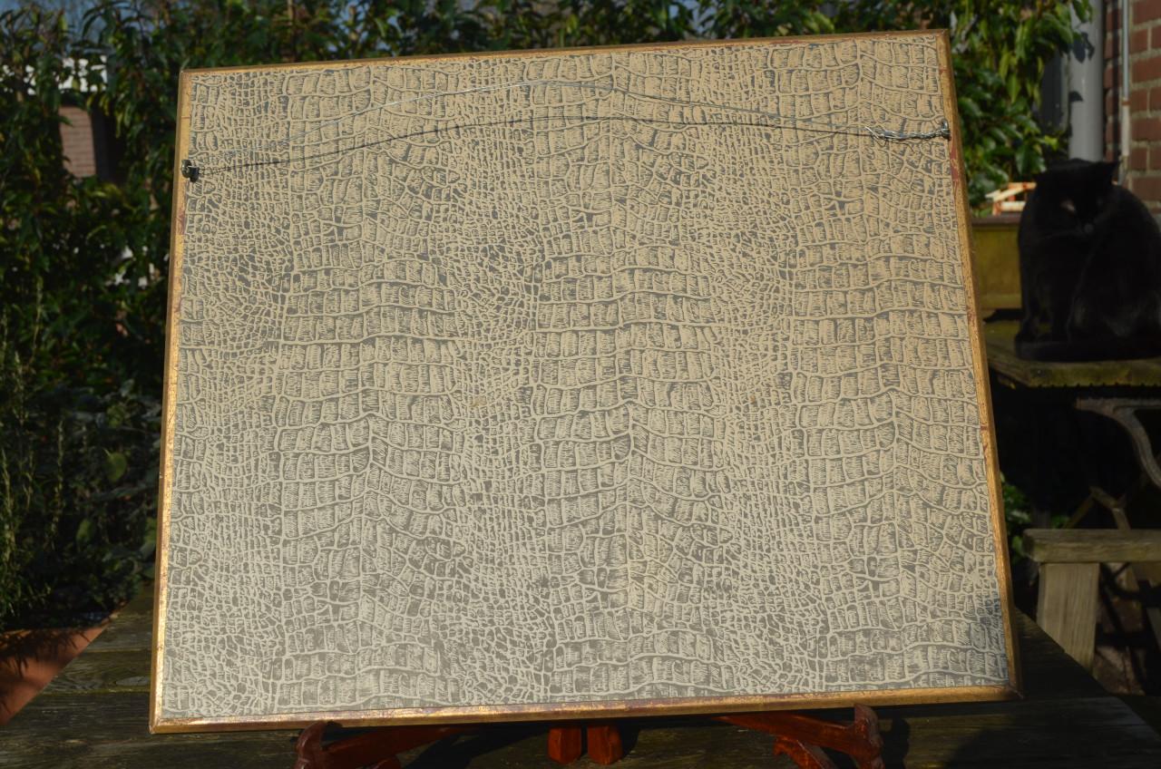 Aquarel berglandschap met een zeilscheepje. Aziatisch?