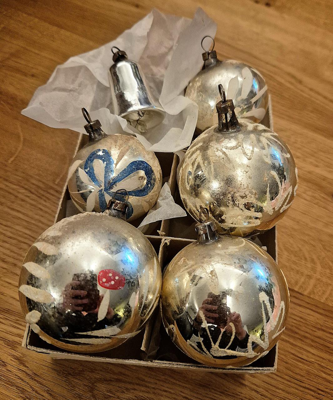 Kerstballen vintage 6x
