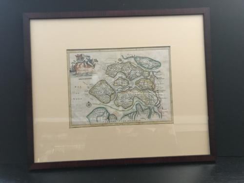 Handgekleurde kaart van Zeeland rond 1800