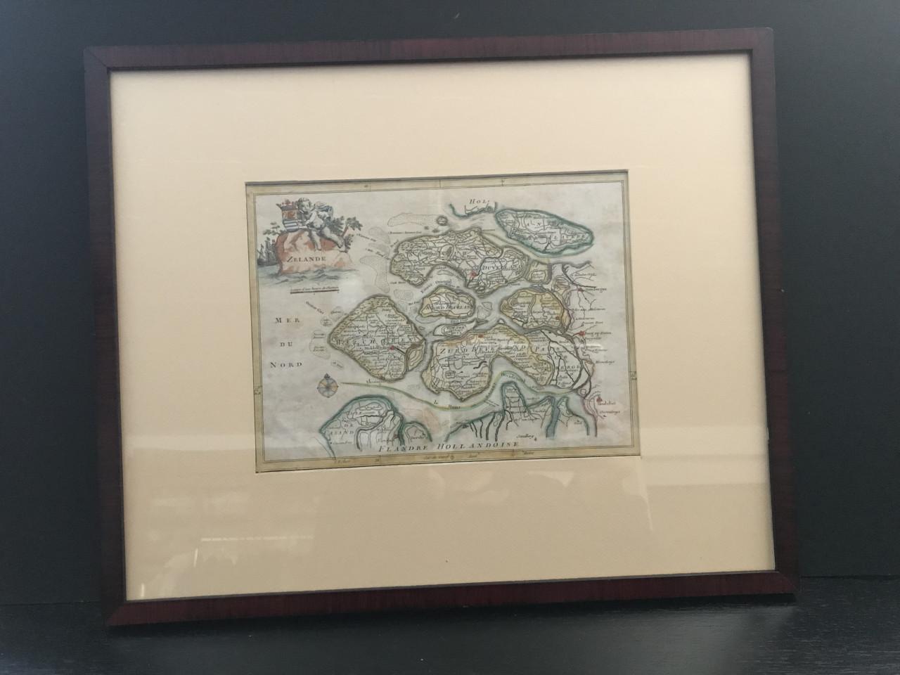 Handgekleurde kaart van Zeeland rond 1800