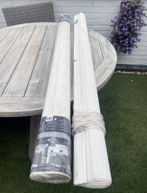 2x Bamboe rolgordijn wit 150x250cm