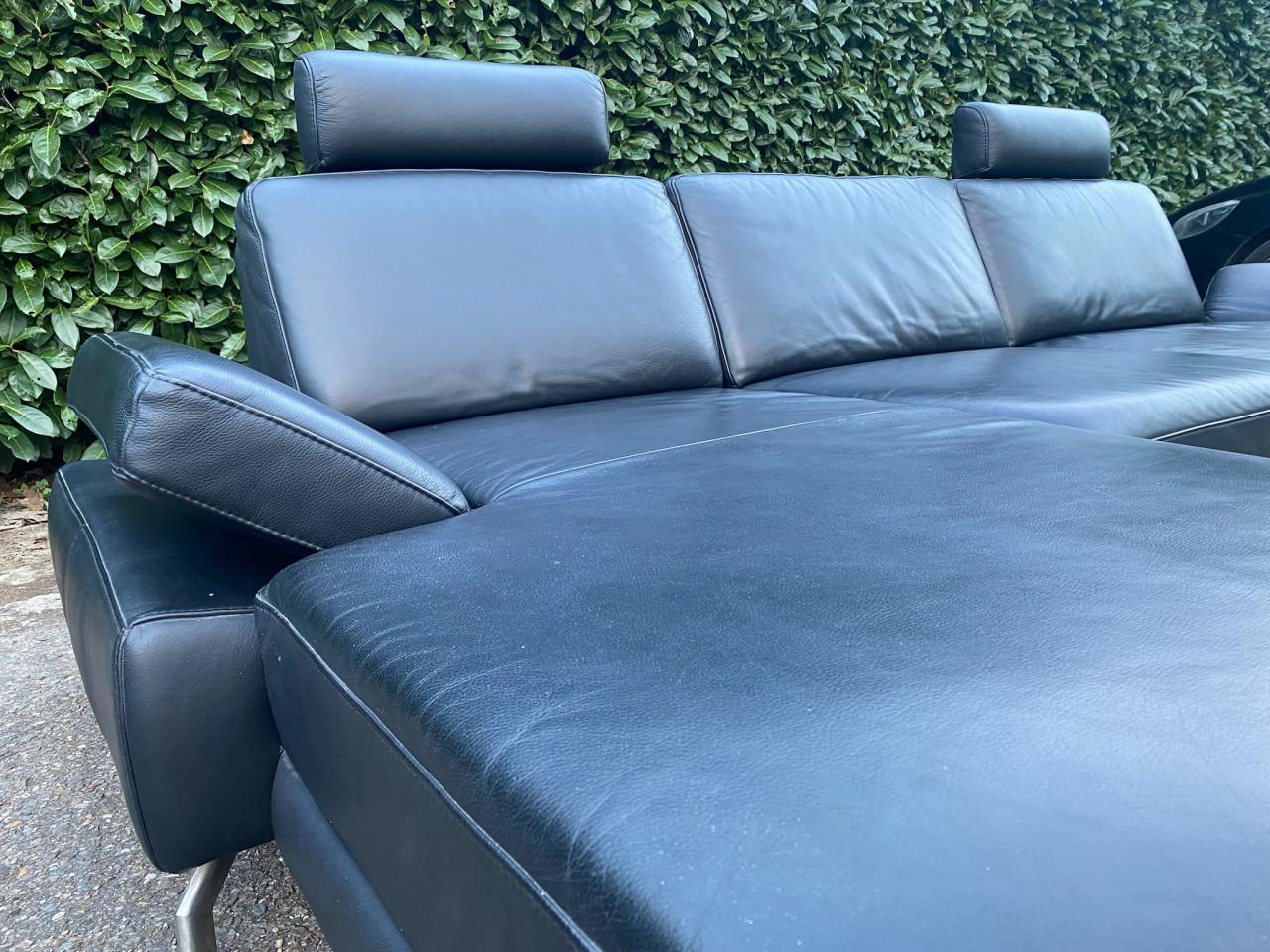 Henders & Hazel Zwarte Hoekbank –Echt Leer – Gratis Levering NL