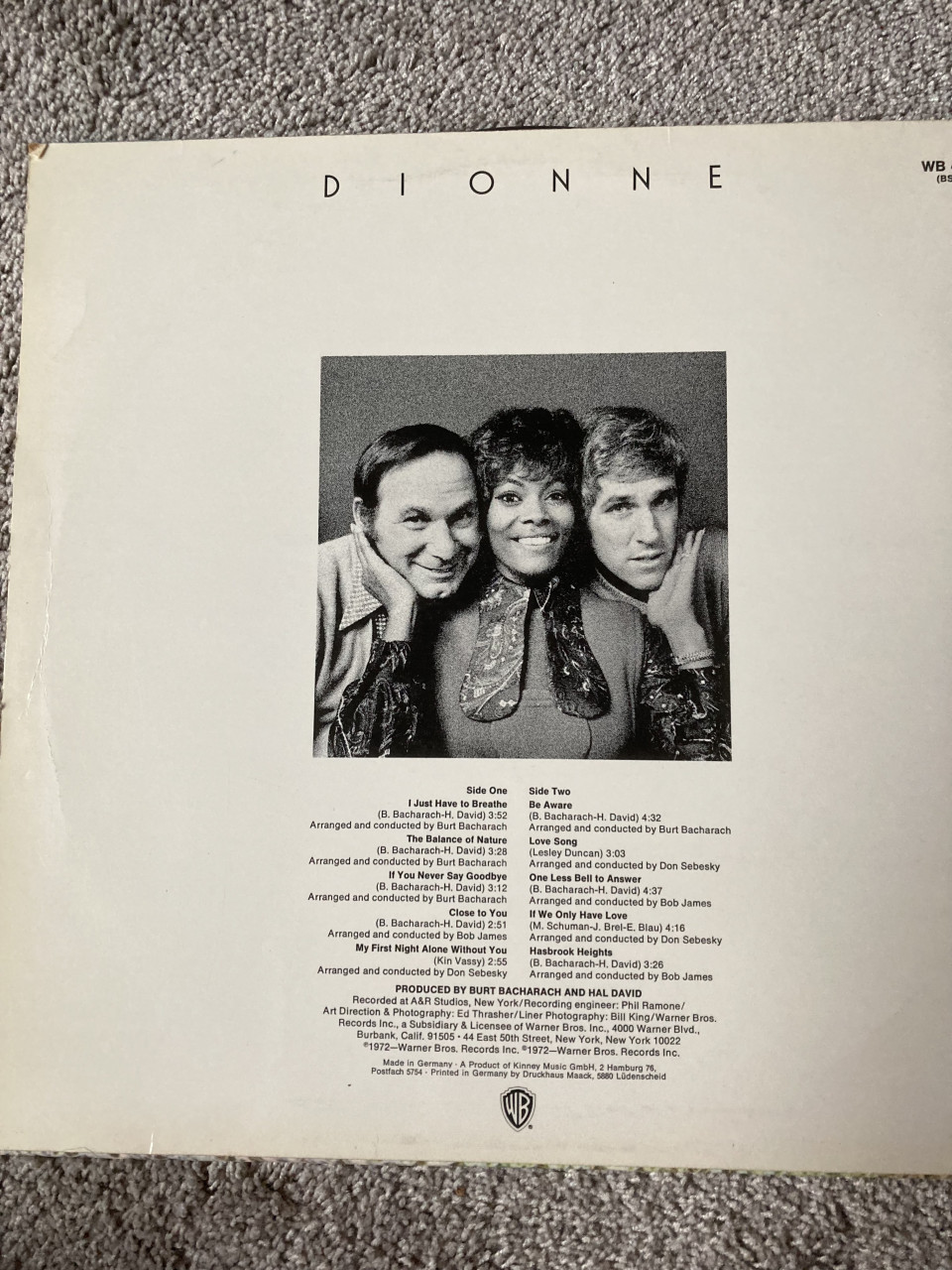LP Dionne Warwick Dionne Hal David Burt Bacharach
