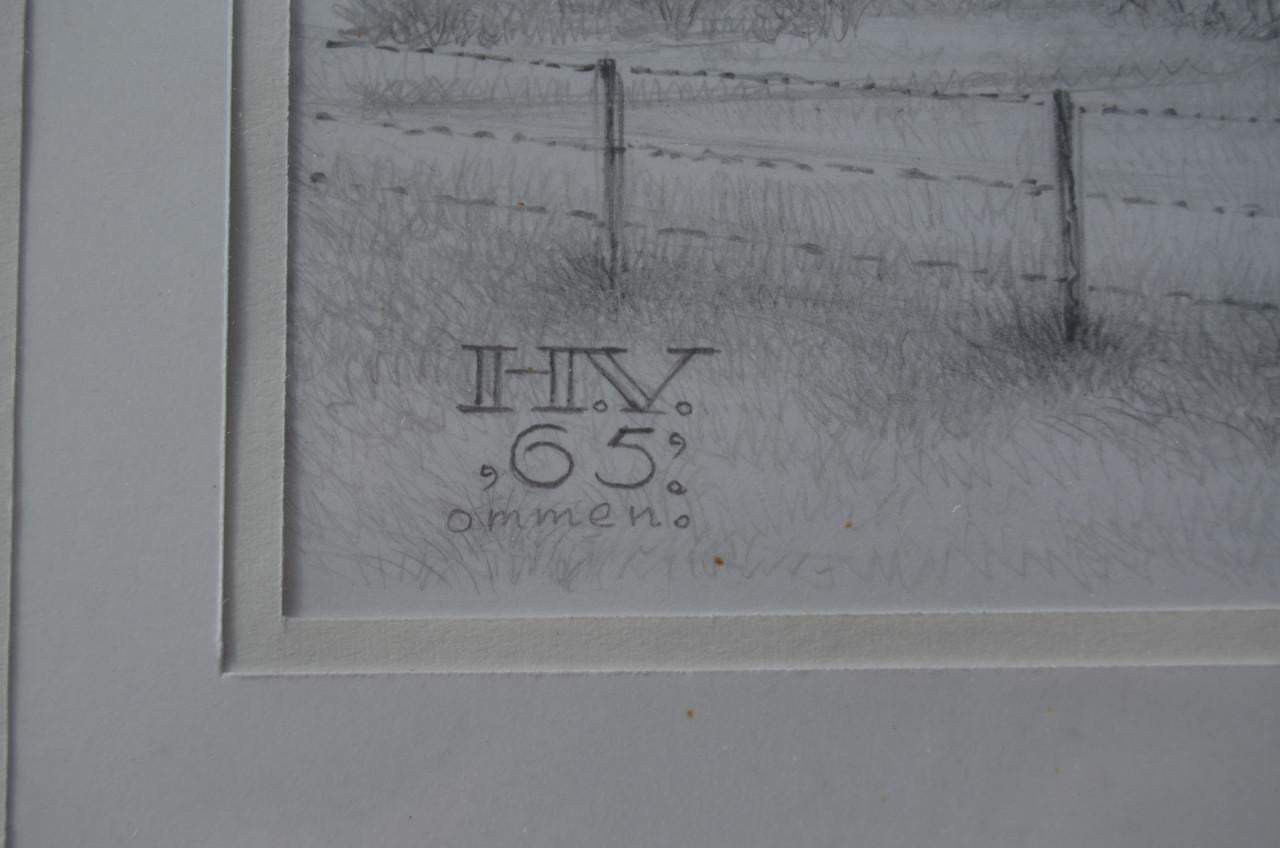 9 x Hendrik Voskuijl (1893 - 1980) potloodtek. bomen (2) o.a. Ommen