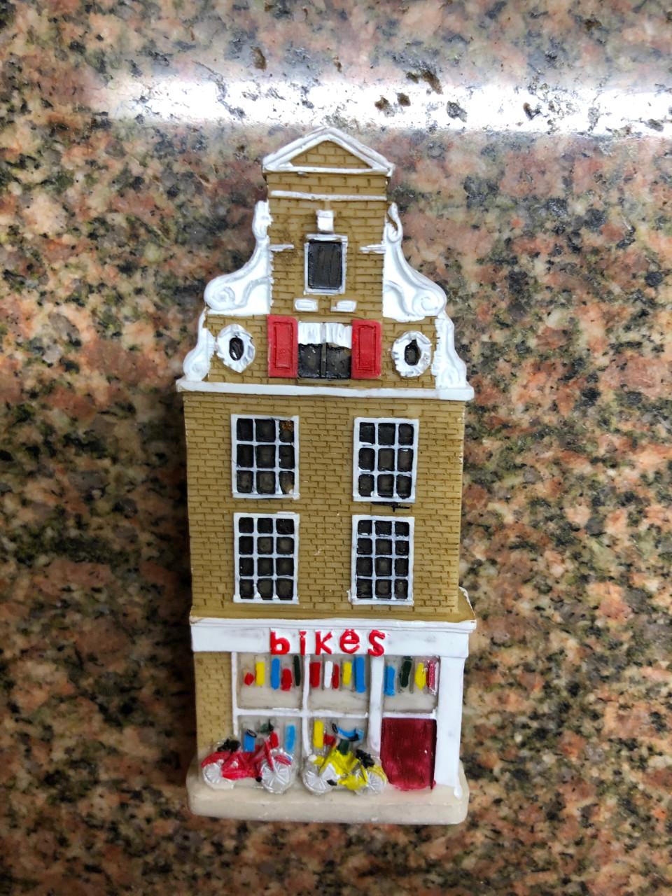 Amsterdam Grachtenpand Magneet - Fietsenwinkel