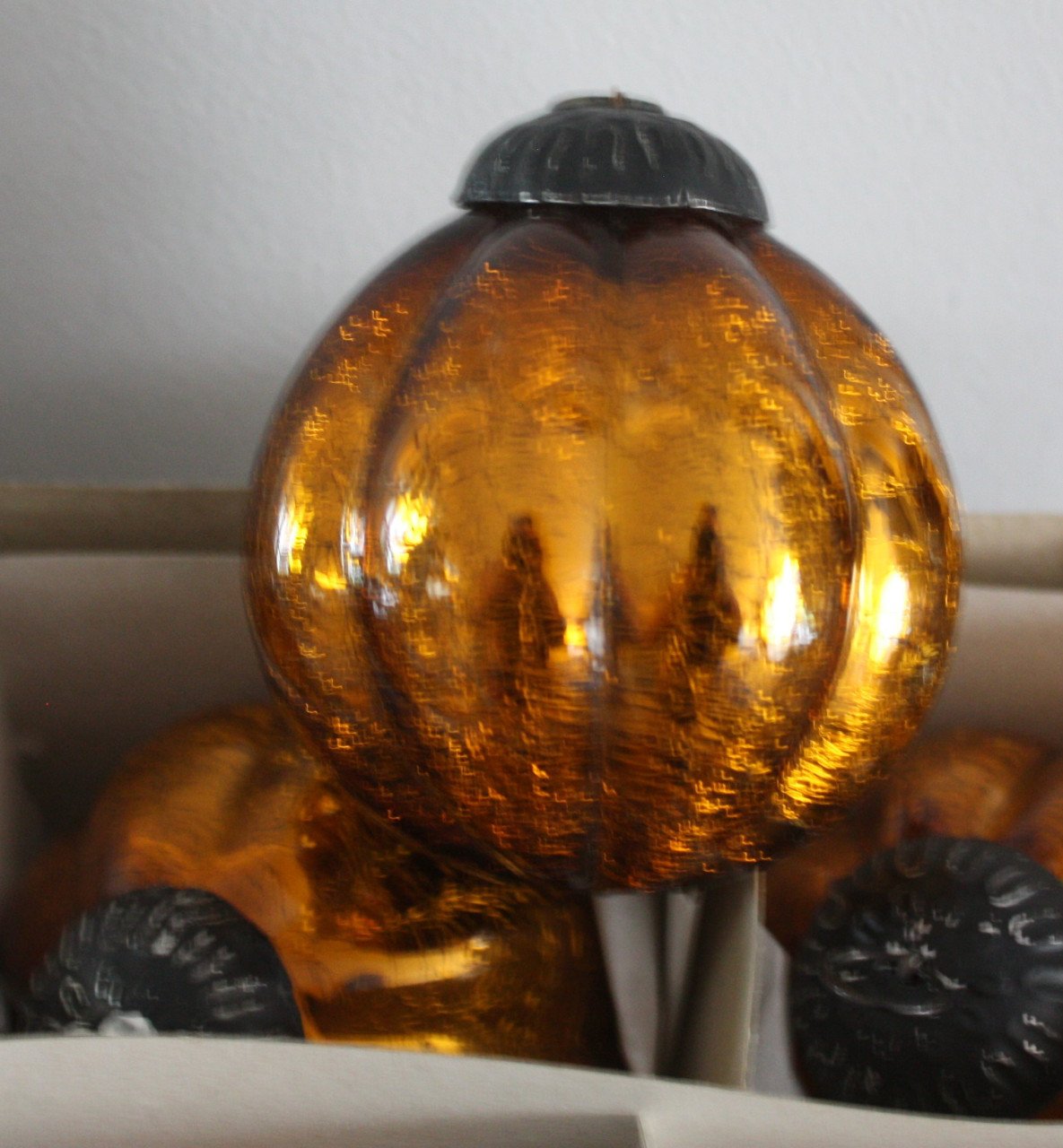 Set van 6 bruin oranje pompoen kerstballen