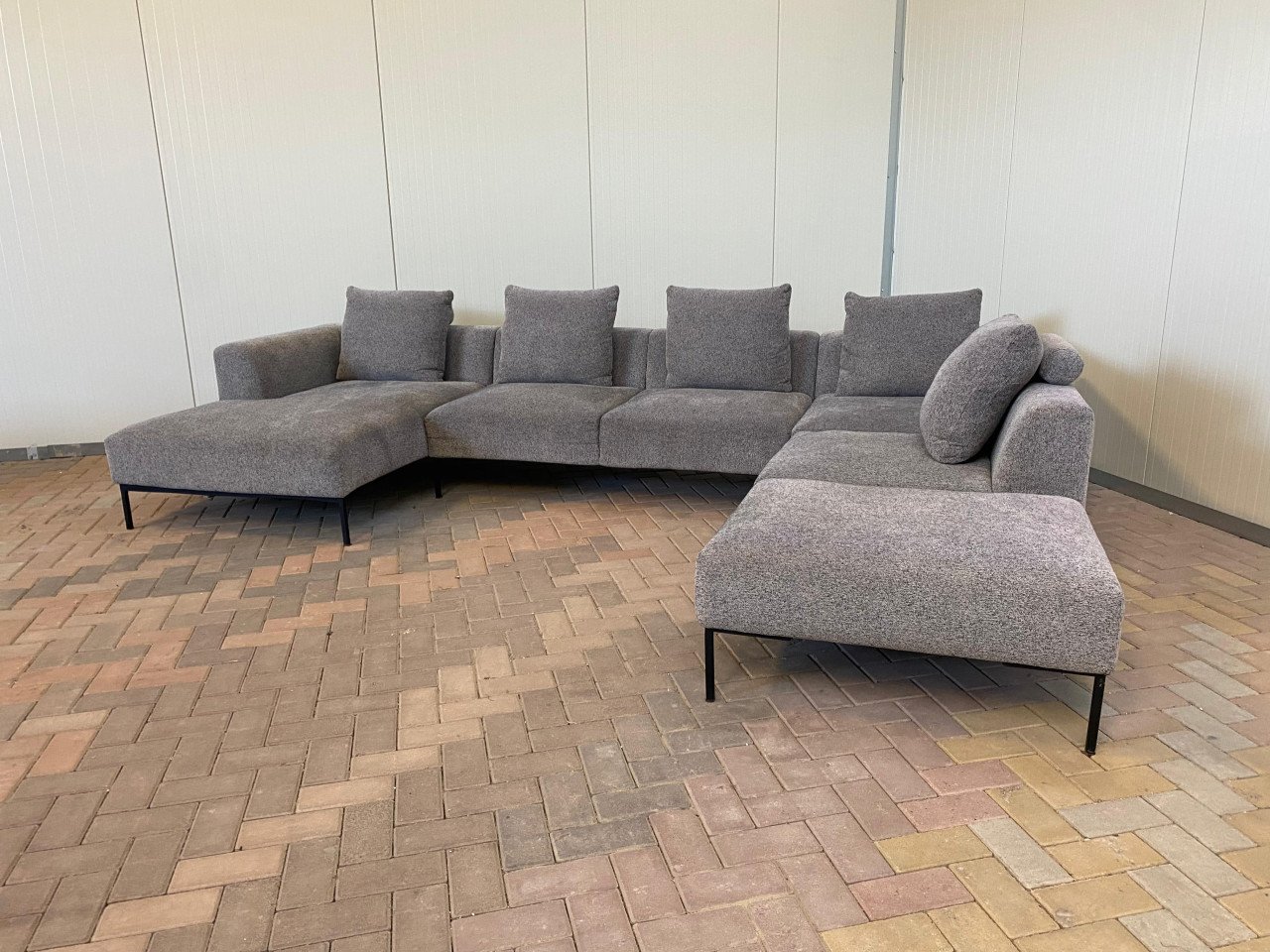 GRATIS LEVERING HEEL NL Montel Grote Grijs Stoffen U-Bankstel