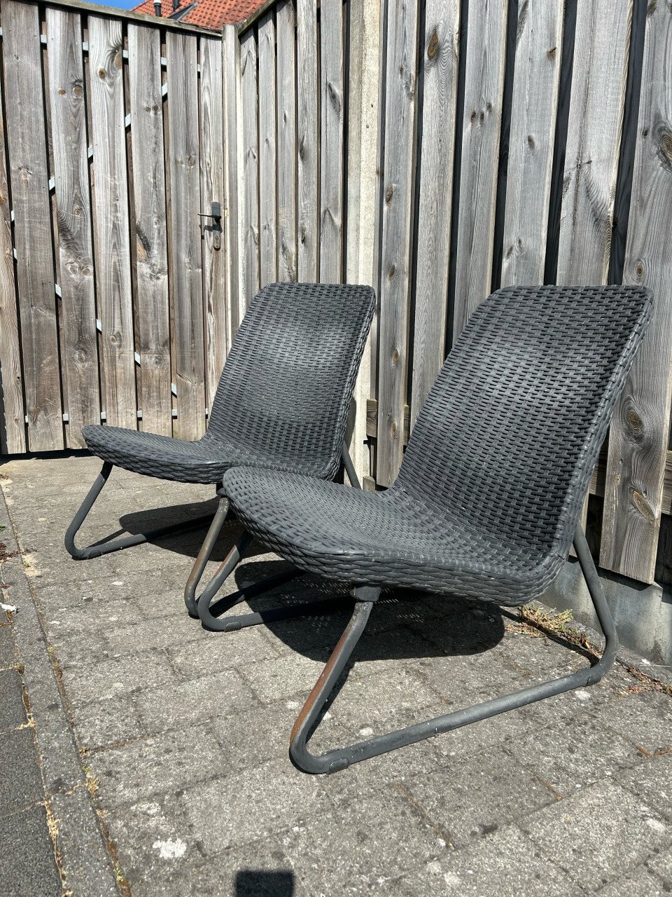 Twee tuinstoeltjes antraciet