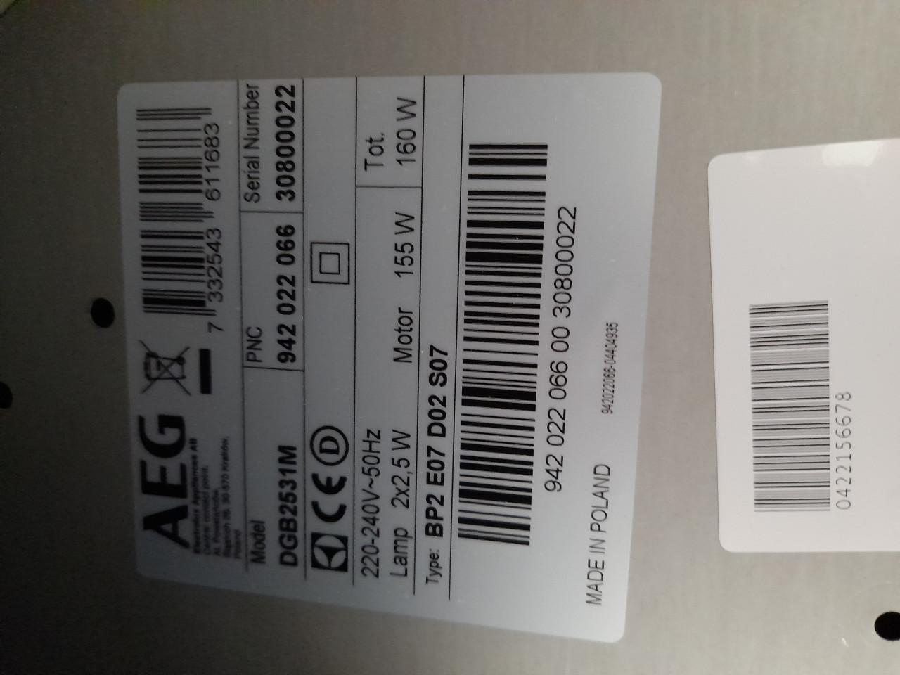 AEG DGB2531M 5000 Extractor - Inbouw Afzuigkap - RVS - Afzuigunit (nieuw)