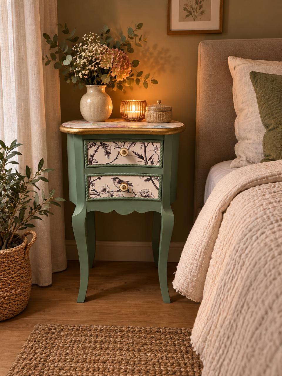 Prachtig gerestyled brocante nacht / bijzetkastjeNachtkastje