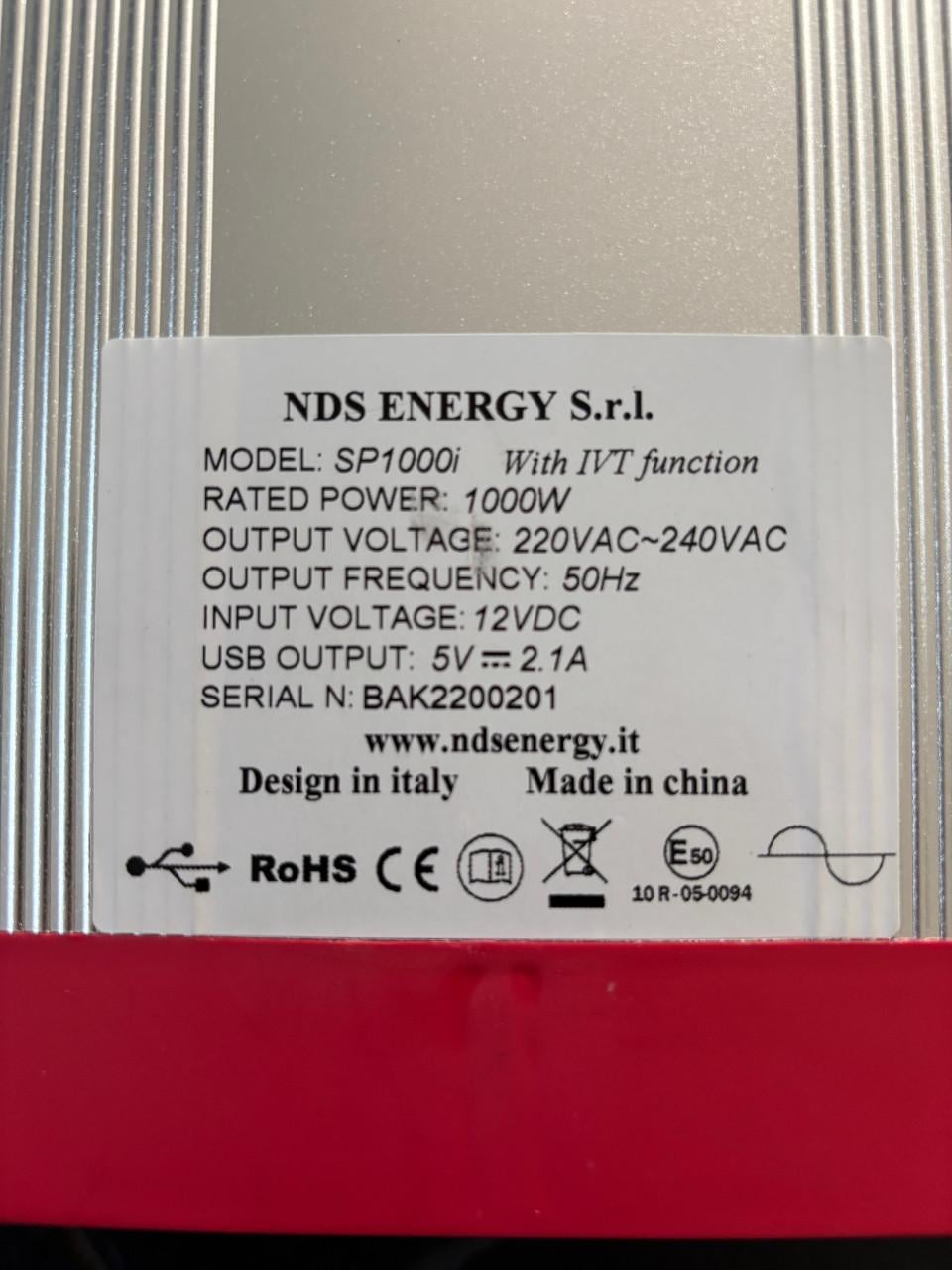 Omvormer (inverter) NDS/Dometic zuivere sinus 1000W