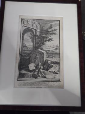 Gravure met de titel 'Allegorie op de provincie Zeeland', 1753.