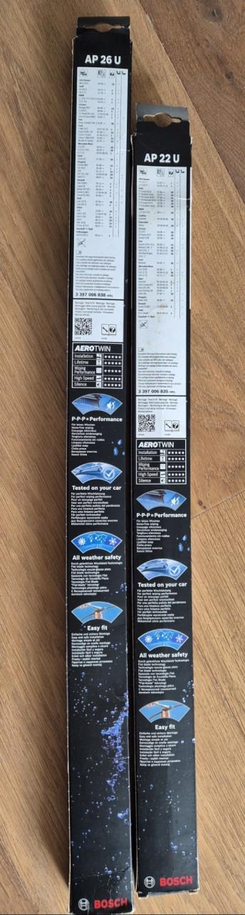 Ruitenwisserbladen nieuw Bosch Aerotwin AP22U (55cm) en AP26U (65cm)