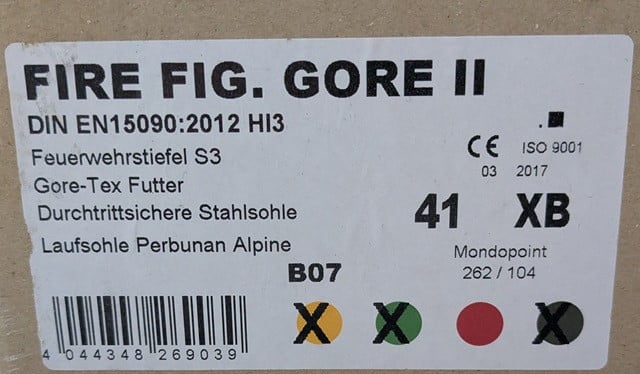 Werklaarzen Steitz Secura fire fighter gore II maat 41