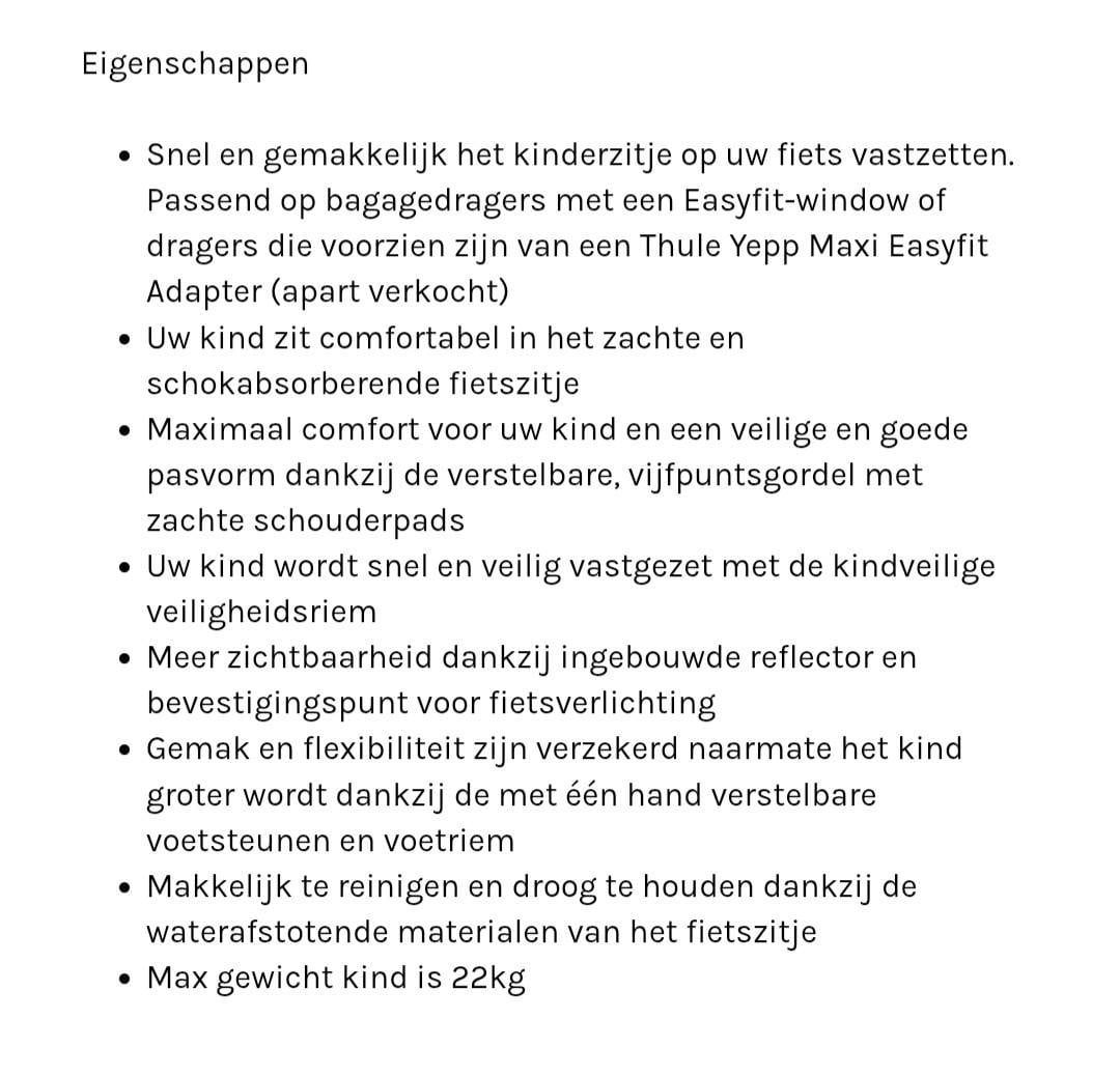 Thule Yepp maxi easyfit fietszitje achterop