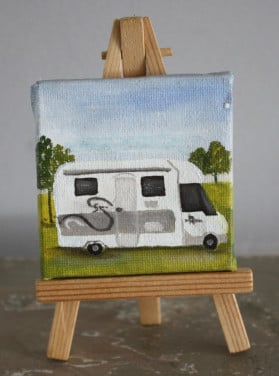 Leuk schattig klein canvas lijstje camperafbeelding