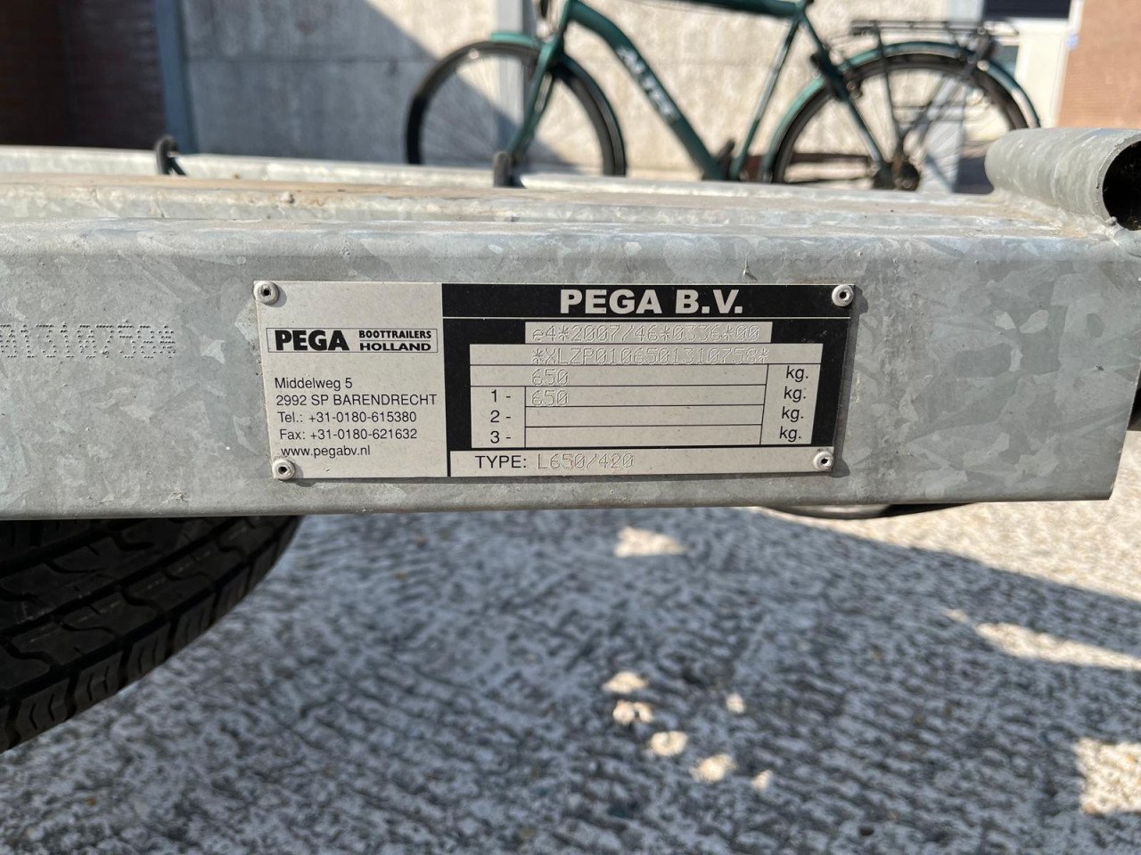 Trailer pega voor een boot van 4meter