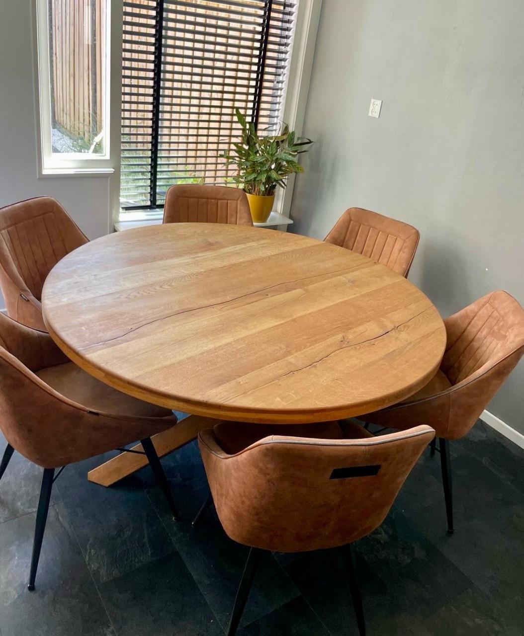 Massief eiken ronde eettafel 150cm