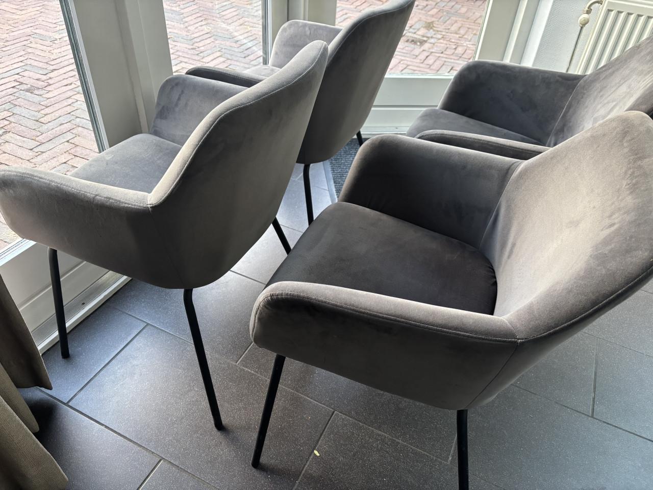 Vtwonen eetkamerstoelen fluweel antraciet