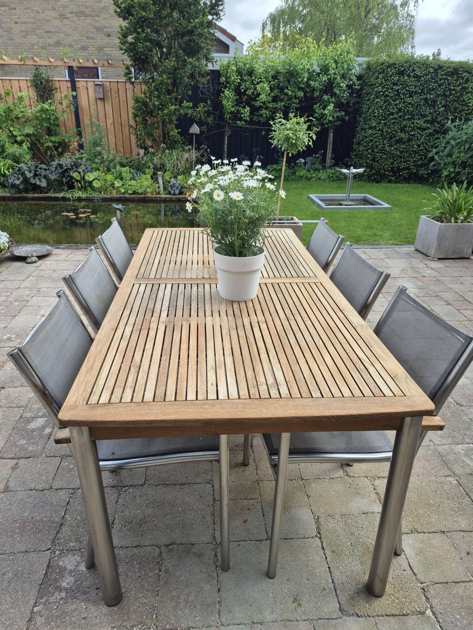 Tuinset rvs/teak