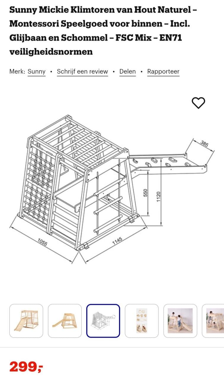 Klimtoren hout glijbaan /schommel te koop