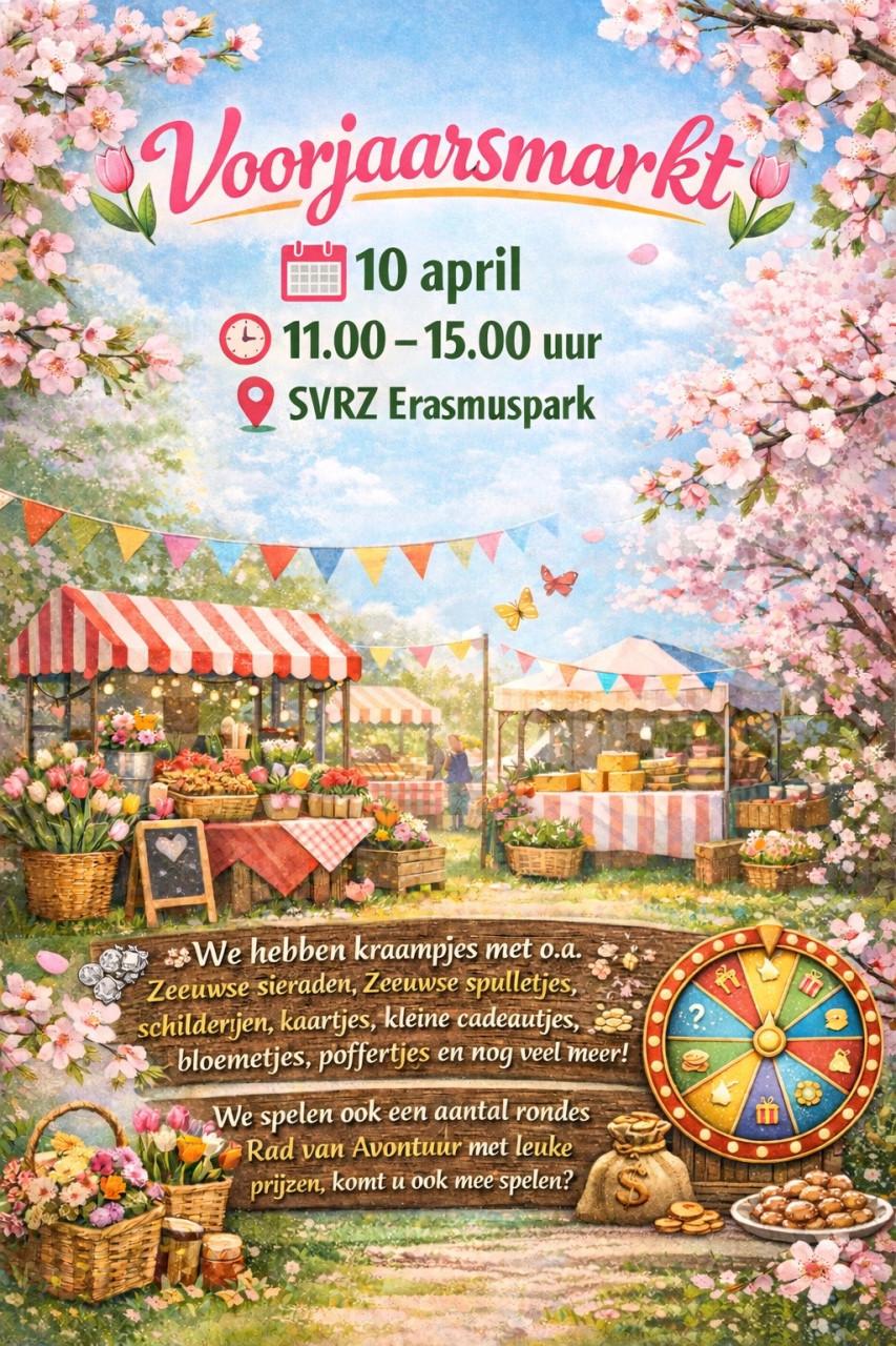 Vrijdag 10 april Voorjaarsmarkt Erasmuspark Goes 11.00 tot 15.00