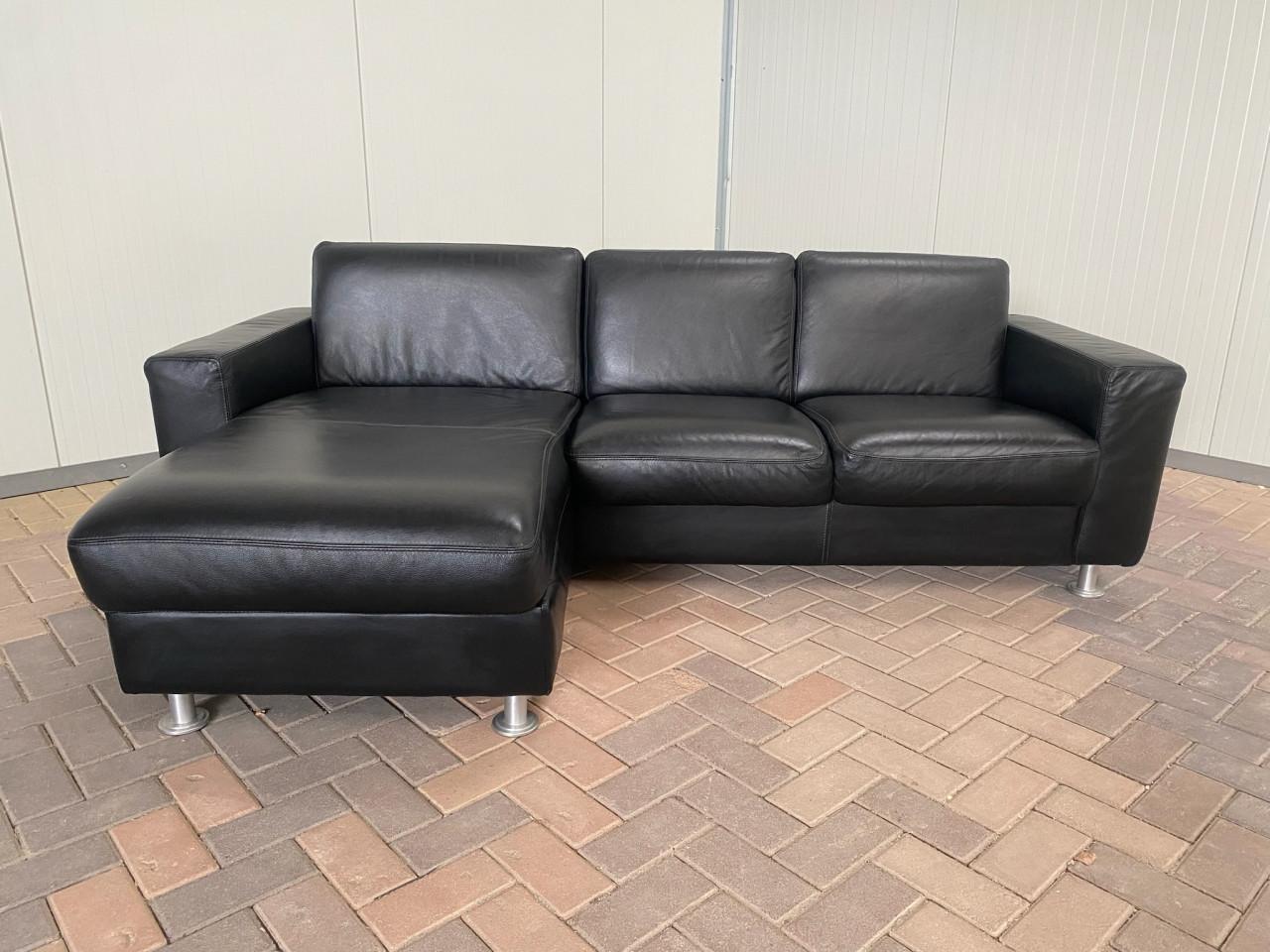 GRATIS LEVERING HEEL NL Mooie Zwarte Echt Leer Hoekbank