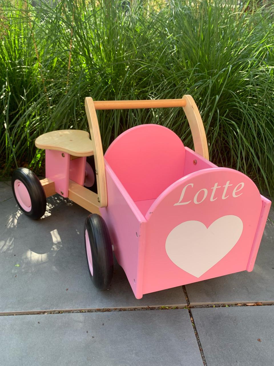 Houten bakfiets, New classic Toys Roze