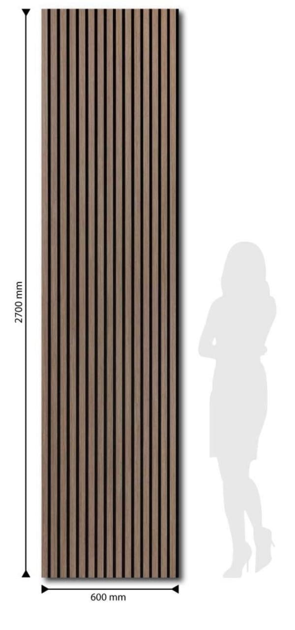 2 Akoestische lattenwand / houten wandpanelen grijs bruin eiken